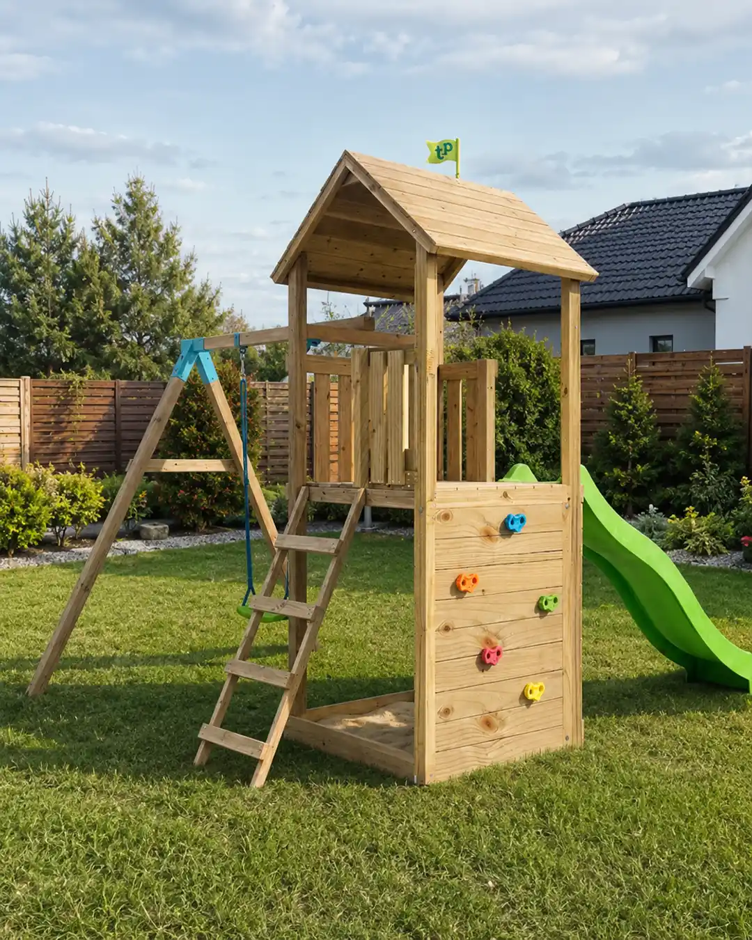 Plac zabaw TP Toys w ogrodzie klienta